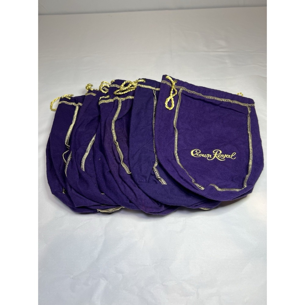 Set Of 11 Purple Crown Royal 8.5"‎ 750 ml 1 Liter Velvet Bag Gold Drawstring